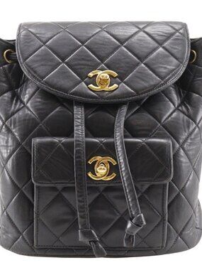 CHANEL Matelasse Backpack Daypack vintage black lambskin Women